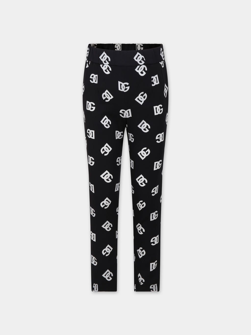 Pantaloni neri per bambina con iconico monogramma